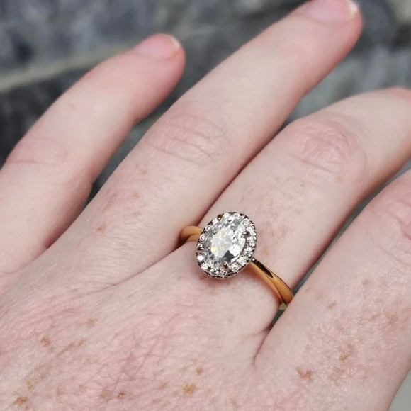 Classic Oval Halo Zirconia Glam Ring - Picture 7 of 8